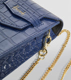 Harrods Mini Nano Navy Croc Phone Bag