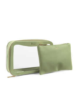 Transparent Oxford Pale Green Cosmetic Bag Set...مجموعة حقيبة مستحضرات تجميل شفافة باللون الأخضر من أكسفورد