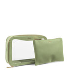 Transparent Oxford Pale Green Cosmetic Bag Set...مجموعة حقيبة مستحضرات تجميل شفافة باللون الأخضر من أكسفورد