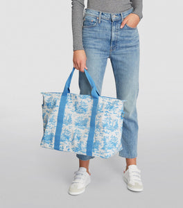 Harrods Toile Blue Large Foldaway Bag