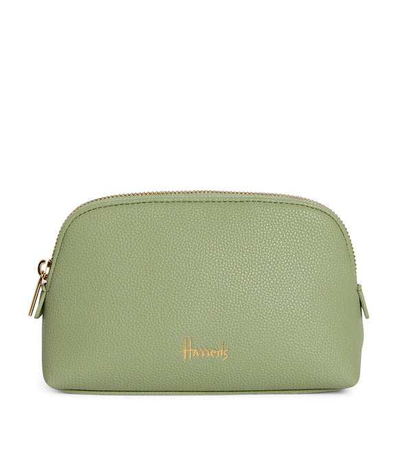 Harrods Oxford Light Green Half Moon Cosmetic Bag...حقيبة مستحضرات تجميل هارودز أكسفورد خضراء فاتحة