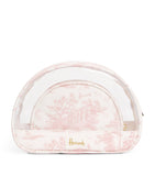 Pink Toile Wood Cosmetic Bag Set...مجموعة حقيبة مستحضرات تجميل من التويل الوردي