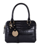 Mini Black Croc Barrel Cross Grab Bag