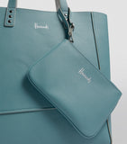 Fern Reversible Tote Bag Blue and Silver...حقيبة يد ذات وجهين باللونين الأزرق والفضي