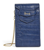 Harrods Mini Nano Navy Croc Phone Bag